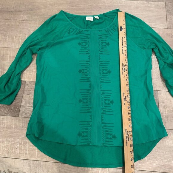 CHICOS SIZE 2 MEDIUM GREEN LIGHTWEIGHT BLOUSE SHIRT - Picture 5 of 9